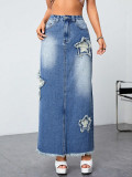 SC Star Fashion Denim Split Long Skirt GKNF-TS-A7242