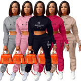 SC Padded Hooded Sweatshirt Casual Two-Piece Pants Set XMF-330