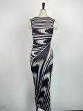 SC Stripe Print Sleeveless Bodycon Dress GWDS-230516