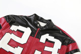 SC Contrast Color Embroidery Splicing Faux Leather Jacket XEF-37660