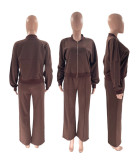 SC Solid Color Zipper Long Sleeve Pants 2 Piece Set SSNF-211348