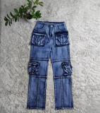 SC Casual Washed Multi-pocket Straight Jeans GYSF-6162