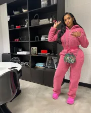 SC Solid Color Casual Bubble Fleece Two Piece Pants Set OY-6513