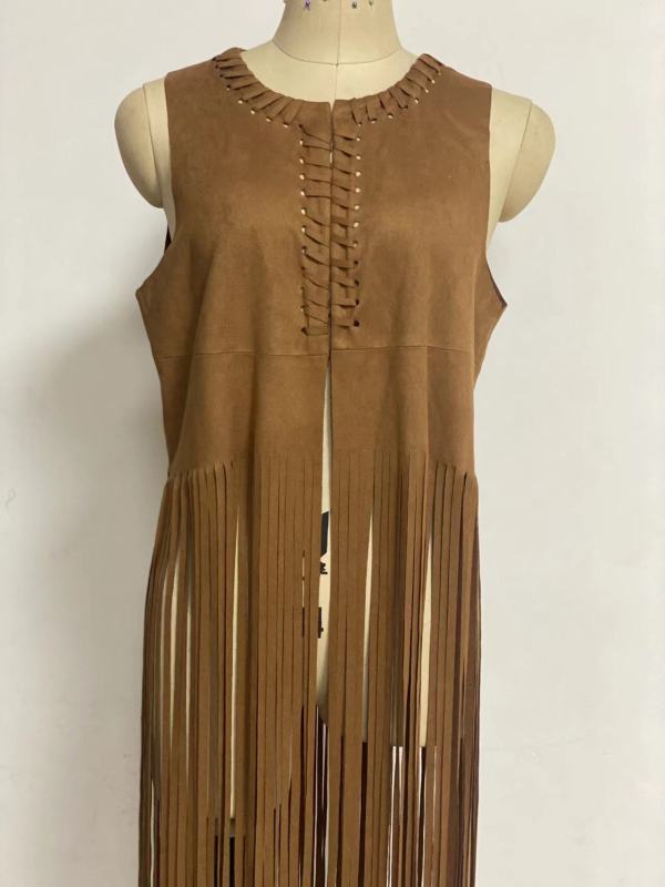 SC Suede Fringed Vest Jacket YLDF-23235