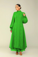SC Casual Knit Slit Pullover Mesh Two Piece Skirt Set TR-1290