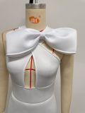 SC Sleeveless Solid Color Cutout Bow Mini Dress NY-10656