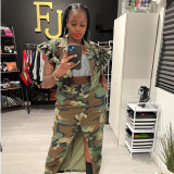 SC Camouflage Printed Ruffle Sleeve Jacket GNZD-9151TD
