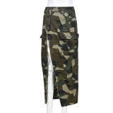 SC Camouflage Print High Split Long Skirt GNZD-8805DD