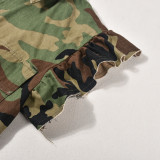 SC Camouflage Printed Ruffle Sleeve Jacket GNZD-9151TD