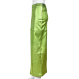 SC Patchwork Split PU Leather Half-body Skirt GNZD-7662SG