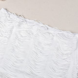 SC V Neck Sleeveless Crop Tops Tassel Skirt Knits 2 Piece Set GNZD-71015SG
