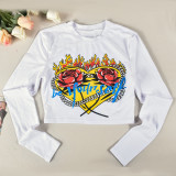 SC Casual Print Long Sleeve Tight T Shirt GNZD-9674TD