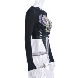 SC Tight Print Long Sleeve T-shirts GNZD-9667TD