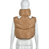 SC Zipper Sleeveless Cotton Filled Short Jacket GNZD-9511TD