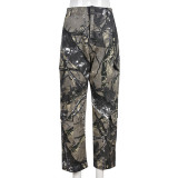 SC Camouflage Print Loose Casual Zipper Trousers GNZD-8809PD