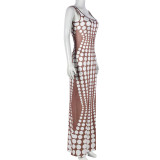 SC Polka Dot Print Backless Maxi Dress GNZD-41029DG