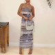 SC Sexy Print Slim Tube Tops Maxi Dress GNZD-7914DG