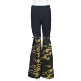 SC Camouflage Spliced Knit Flared Pants GNZD-9636PD