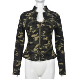 SC Camouflage Zipper Long Sleeve Stand Up Jacket GNZD-9527TD