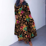 SC Plus Size Fashion Print Lace Up Maxi Dress NNWF-N7964