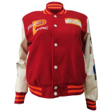 SC Thickened Embroidered Color Block Baseball Jacket CM-001