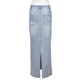 SC Fashion Slit Tassel Denim Half-body Skirt GNZD-9488DD