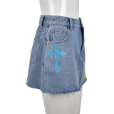 SC Denim Gross Embroider Half-body Skirt GNZD-8851PD