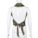 SC Camouflage Print Tie Up Backless Tops GNZD-9185TD