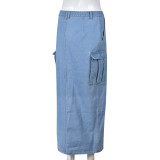 SC Fashion Denim Tassel High Split Skirt GNZD-9150DD