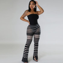 SC Stripe See Through Micro Flare Pants GNZD-9576PD