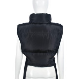 SC Zipper Stand Collar Bandage Vest Coat GNZD-9620TD