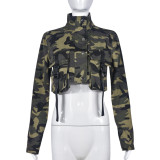 SC Tie Up High Collar Camouflage Coat GNZD-7831TG