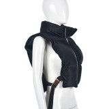 SC Zipper Stand Collar Bandage Vest Coat GNZD-9620TD