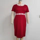 SC Plus Size Print Coat And Short Sleeve Dress Two Piece Set GJXI-JX502