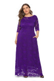 SC Plus Size Lace Hollow Out Evening Dress GJXI-SQ0092