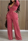 SC Long Sleeve Zipper Toos And Wide Leg Pants Two Piece Set GYZY-8853
