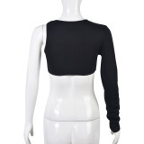 SC Single Shoulder Sleeve Chain Tassel Tops GNZD-6892TL