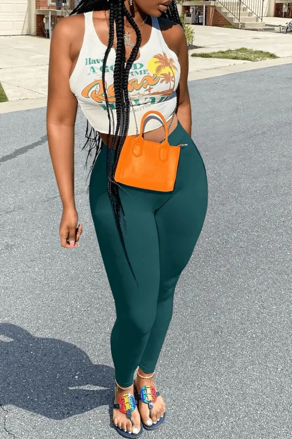 SC Print Casual Tank Top Pants 2 Piece Set GXJL-0010