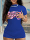SC Casual Print Short Sleeve Slim Mini Dress GXJL-70006