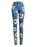SC Fashion Flowers Print Slim Jeans CH-23123