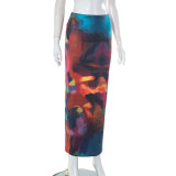 SC Casual Painted Print Half Body Skirt GSZM-M23SK194