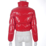 SC Solid PU Leather Stand-up Collar Cotton Jacket GSZM-A20666T