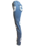 SC Fashion Flowers Print Slim Jeans CH-23123