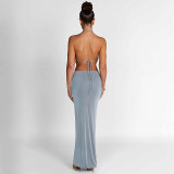 SC Sleeveless Backless Tie Up Vest Skirt Two Piece Set GSZM-D23ST103