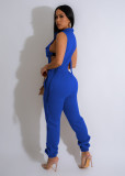 SC Solid Color Button Up Sleeveless Jumpsuit TE-4660