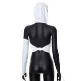 SC Casual Solid Backless Hooded Tops GSZM-Y21TP480