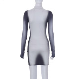 SC Print Slim Long Sleeve Mini Dress GSZM-L23DS066