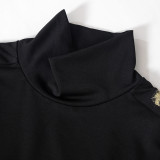 SC High Collar Print Long Sleeve Maxi Dress GSZM-M23DS468