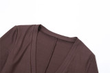 SC Solid V Neck Long Sleeve Yoga Slim Jumpsuit XEF-39289