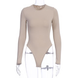 SC Casual Solid Color Long Sleeve Bodysuit BLG-P9B1581A